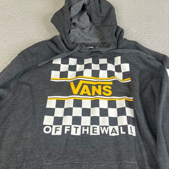 Vans Hoodie Mens XL Gray Sweatshirt Checkered Off The Wall  Sweater Streetwear - Picture 3 of 11